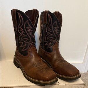 Justin Men's Daywork Steel Toe Waterproof Pecan work boot (9D)